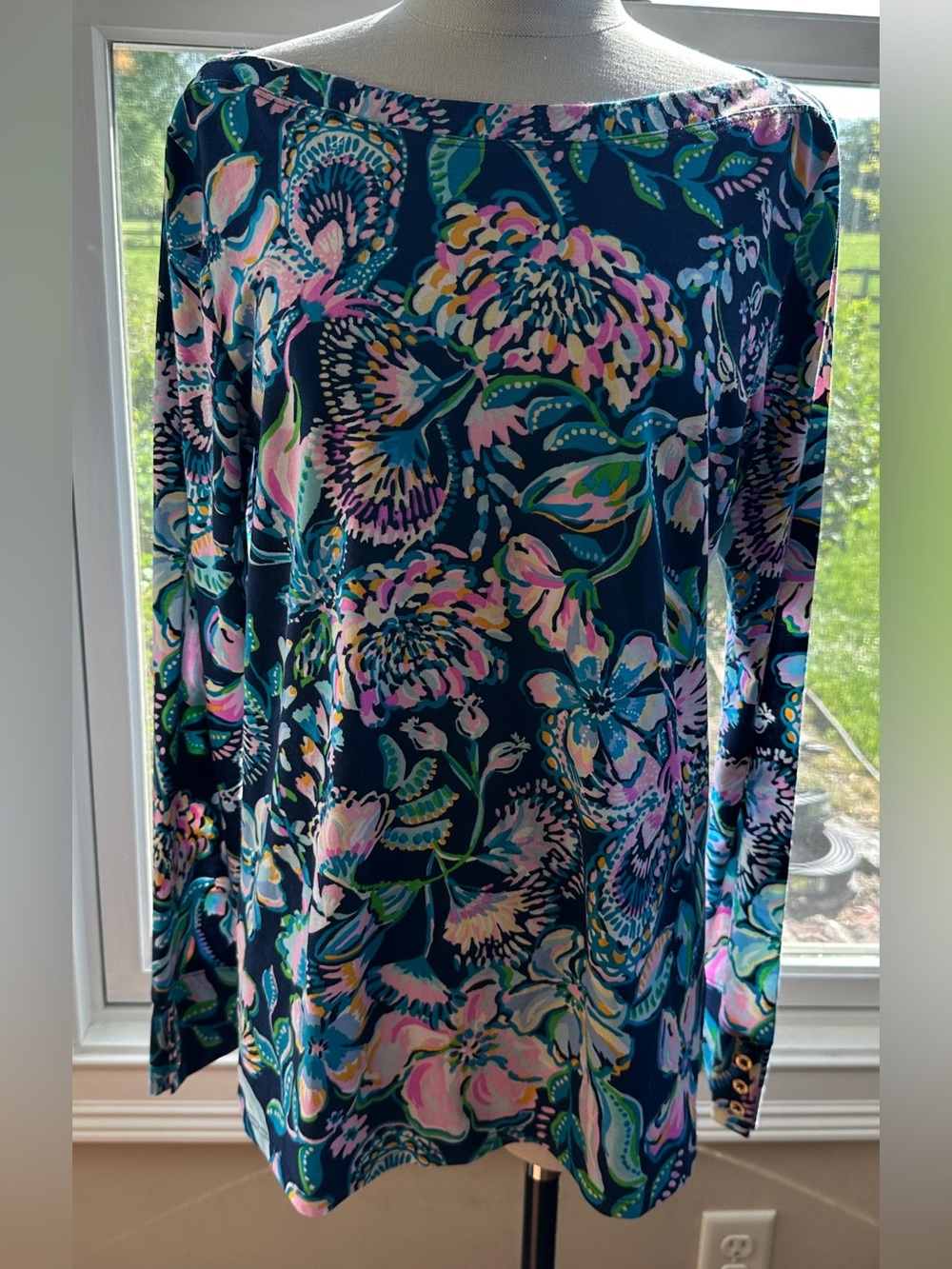 Lilly‎ Pulitzer Aleah Top, High Tide Navy She’s Got Sol, Size XL